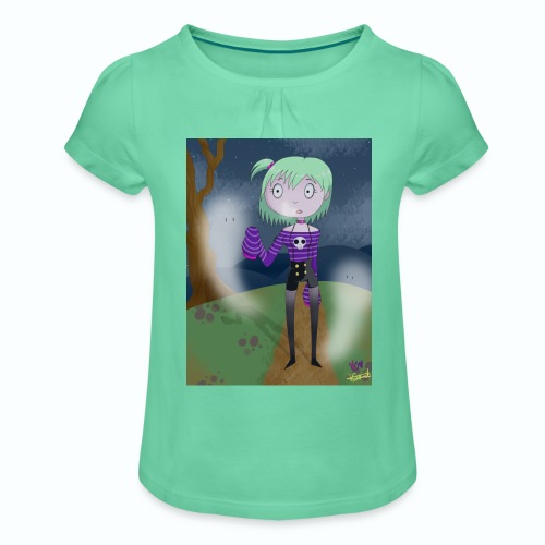 Spooky Cute Girl - Monster Itani - Camiseta para niña con drapeado