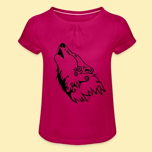 Le Loup de Neved (version traits) - T-shirt à fronces au col Fille