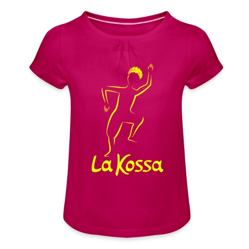 La Kossa - Unser Herz tanzt bunt - Logo Gelb - Mädchen-T-Shirt mit Raffungen