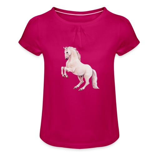 White stallion - Mädchen-T-Shirt mit Raffungen