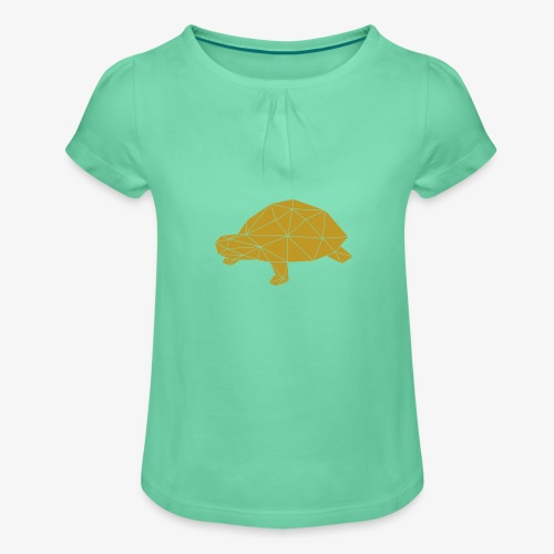 Schildkröte geometrisch - Mädchen-T-Shirt mit Raffungen
