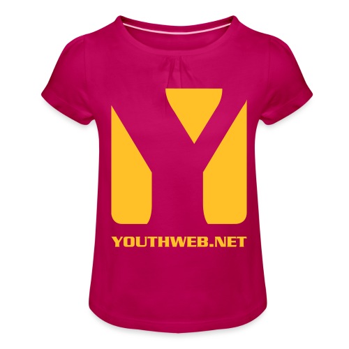 yw_LogoShirt_yellow - Mädchen-T-Shirt mit Raffungen