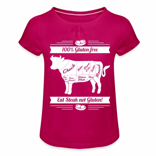 Lustiges Design für Fleisch-Fans - Mädchen-T-Shirt mit Raffungen