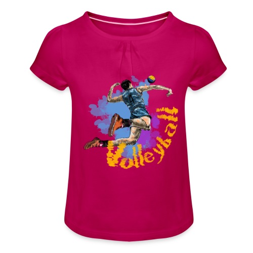 volleyball - Mädchen-T-Shirt mit Raffungen