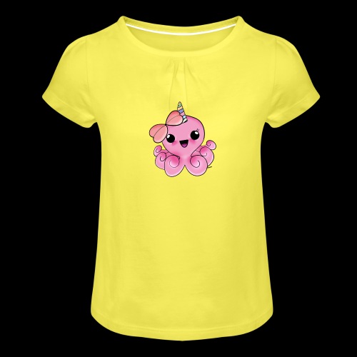 Poulpe licorne rose - T-shirt à fronces au col Fille