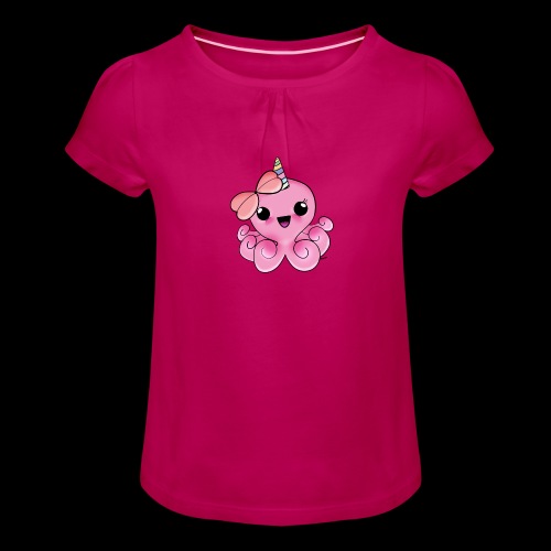Poulpe licorne rose - T-shirt à fronces au col Fille