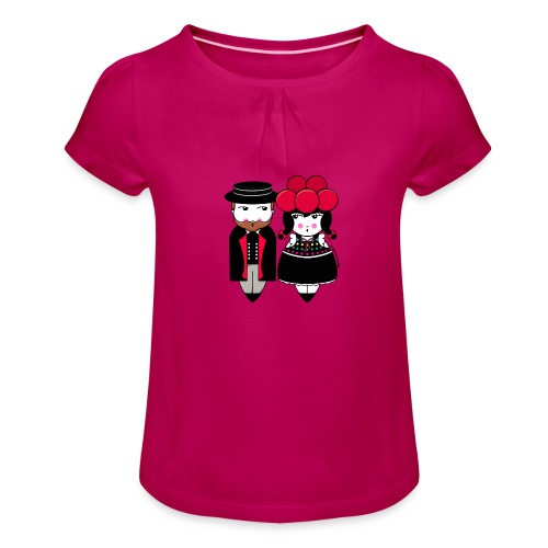 Schwarzwaldpaar - Mädchen-T-Shirt mit Raffungen