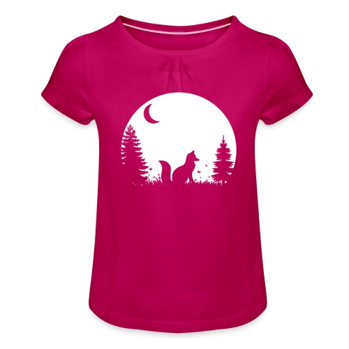 Fuchs Wald Mond Wildnis Natur Geschenk - Mädchen-T-Shirt mit Raffungen