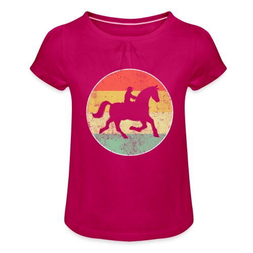 Pferd Reiten Reiter Retro Reitsport - Mädchen-T-Shirt mit Raffungen