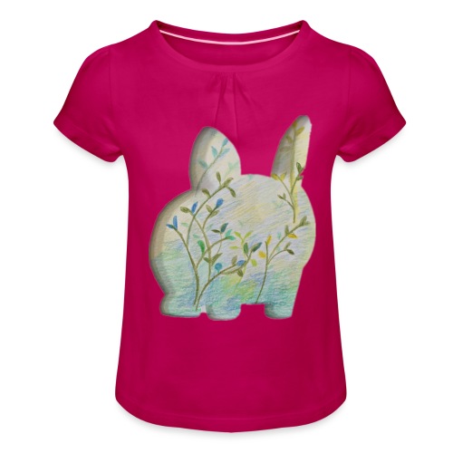 Rabbit in the spring - Girl's T-Shirt with Ruffles
