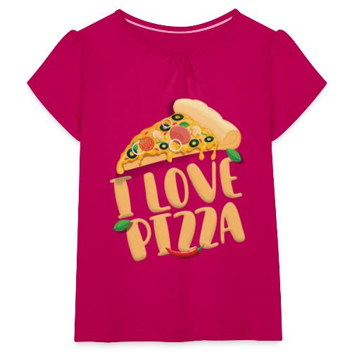 I Love Pizza - Mädchen-T-Shirt mit Raffungen