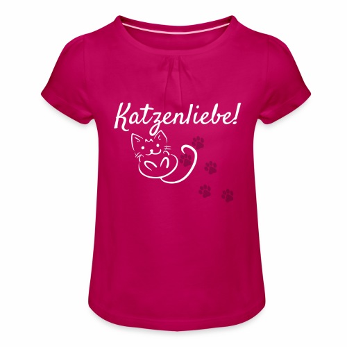 Katzenliebe - Mädchen-T-Shirt mit Raffungen