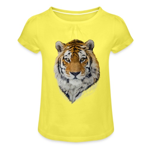 Tiger - Mädchen-T-Shirt mit Raffungen