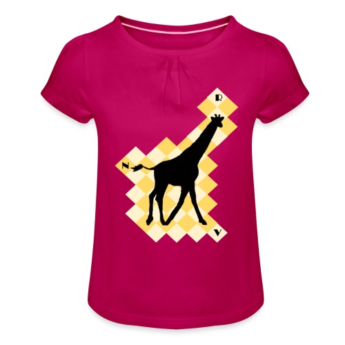 GiraffeSquare - Tyttöjen t-paita, jossa rypytyksiä