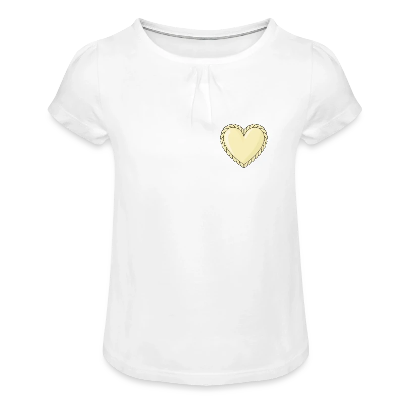 Kasnudel-Herz - M&auml;dchen-T-Shirt mit Raffungen