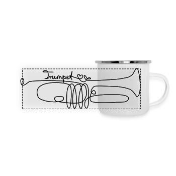 one line trumpet - Panorama Emaille-Tasse - Weiß - Vorne