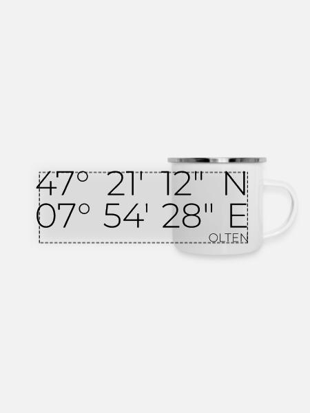 Koordinaten Olten - Panorama Emaille-Tasse - Weiß