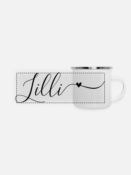 Lilli Name Vorname Dekorativ - Panorama Emaille-Tasse - Weiß