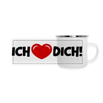 Ich Liebe Dich Herz Spruch Liebesbeweis - Panorama Emaille-Tasse - Weiß - Vorne