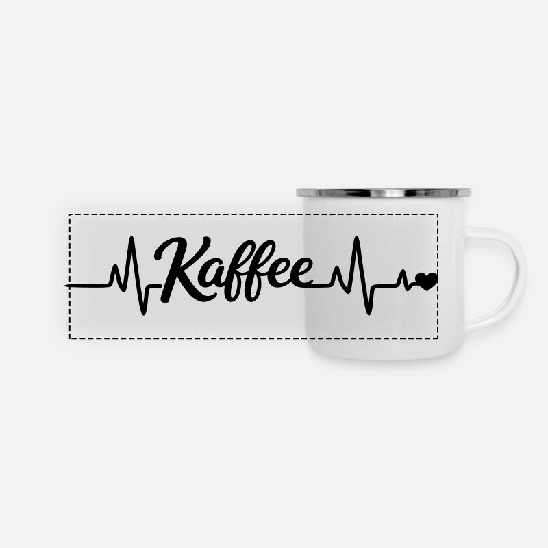 Kaffee - Panorama Emaille-Tasse - Weiß