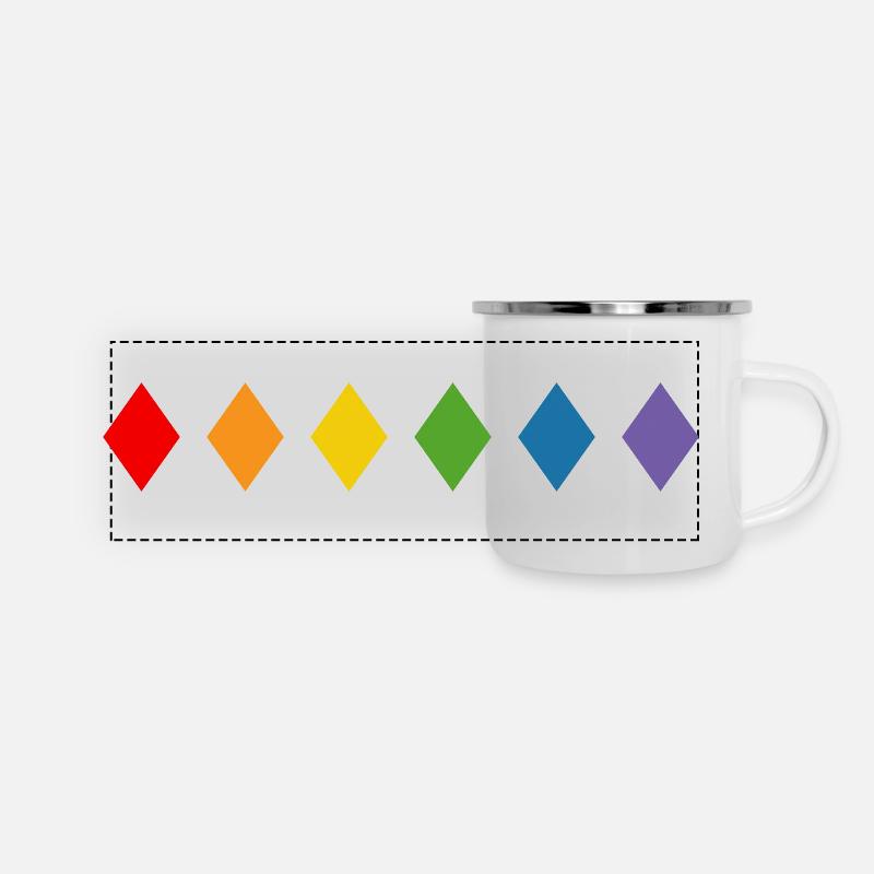 Losange arc-en-ciel - Mug panoramique émaillé - blanc