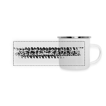 selten radlos fahrrad reifenspuren geschenk - Panorama Emaille-Tasse - Weiß - Vorne