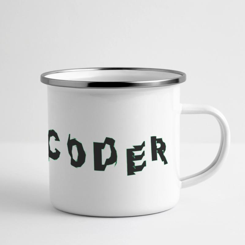 VibeCoder Glitch Neon Mug panoramique émaillé