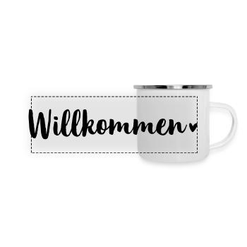 Welcome heart sticker door hanger apartment house - Panoramic Camper Mug - white - Front