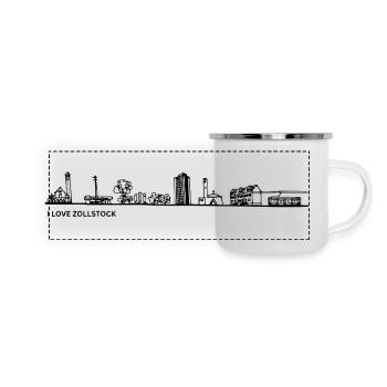 Zollstock_skyline_schwarz_genau - Panorama Emaille-Tasse - Weiß - Vorne