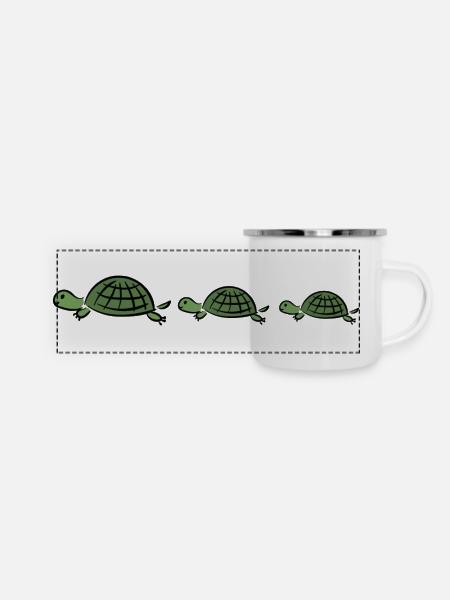 Schildkröten - Panorama Emaille-Tasse - Weiß