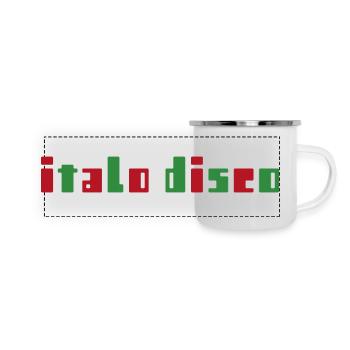 ITALO DISCO Italien Italienische Flagge - Panorama Emaille-Tasse - Weiß - Vorne