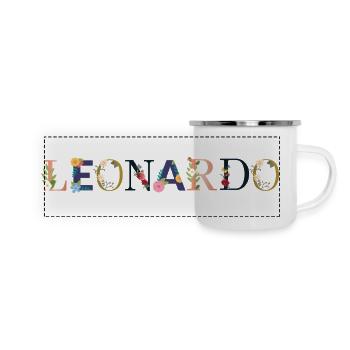 LEONARDO name decorated with flowers - Panoramic Camper Mug - white - Front