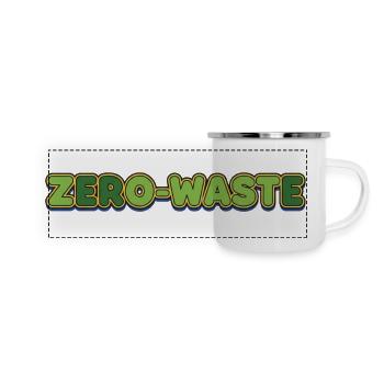 Zero-Waste Retro Grün Gelb Design - Panorama Emaille-Tasse - Weiß - Vorne