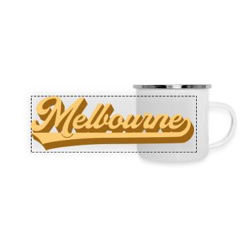 Melbourne Gold Retro Schrift - Panorama Emaille-Tasse - Weiß - Vorne