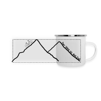 Fahrrad und Berge - Panorama Emaille-Tasse - Weiß - Vorne