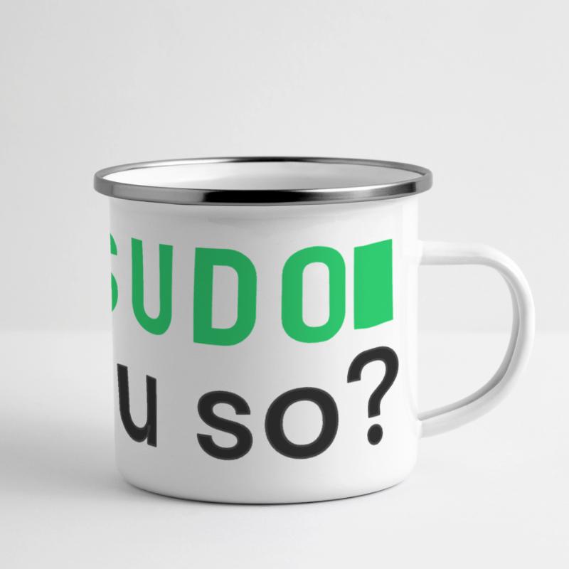 ich: SUDO und du so? Linux Programmierer - dunkel Panorama Emaille-Tasse