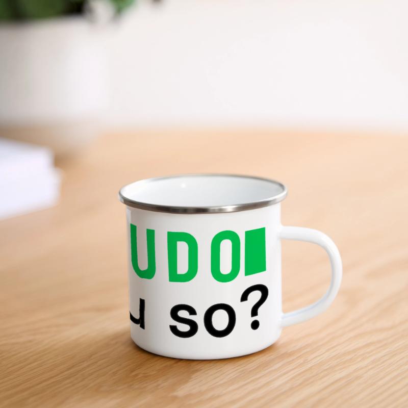 ich: SUDO und du so? Linux Programmierer - dunkel Panorama Emaille-Tasse