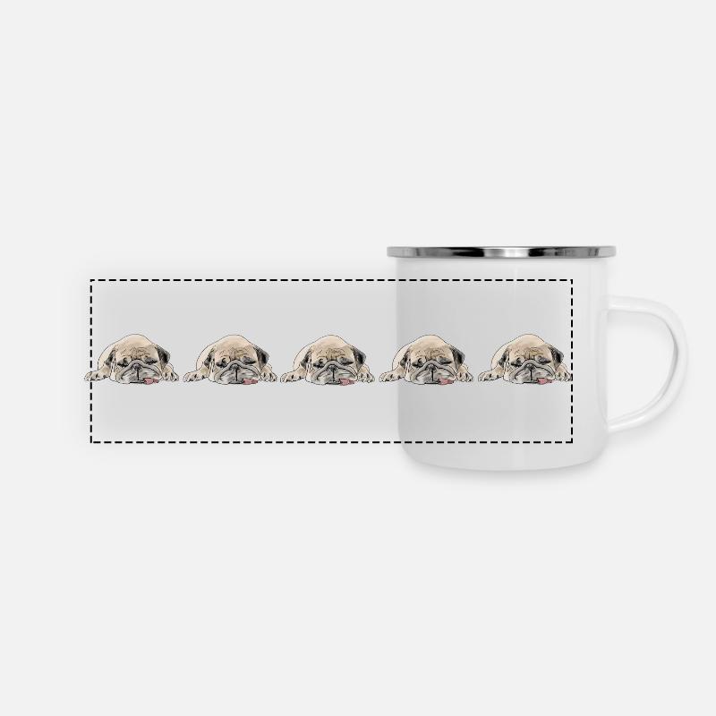 5 Pugs - Panoramic Camper Mug - white