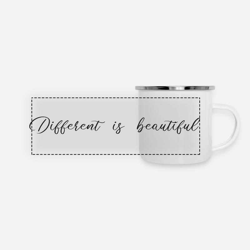 Différent, c’est beau - Mug panoramique émaillé - blanc