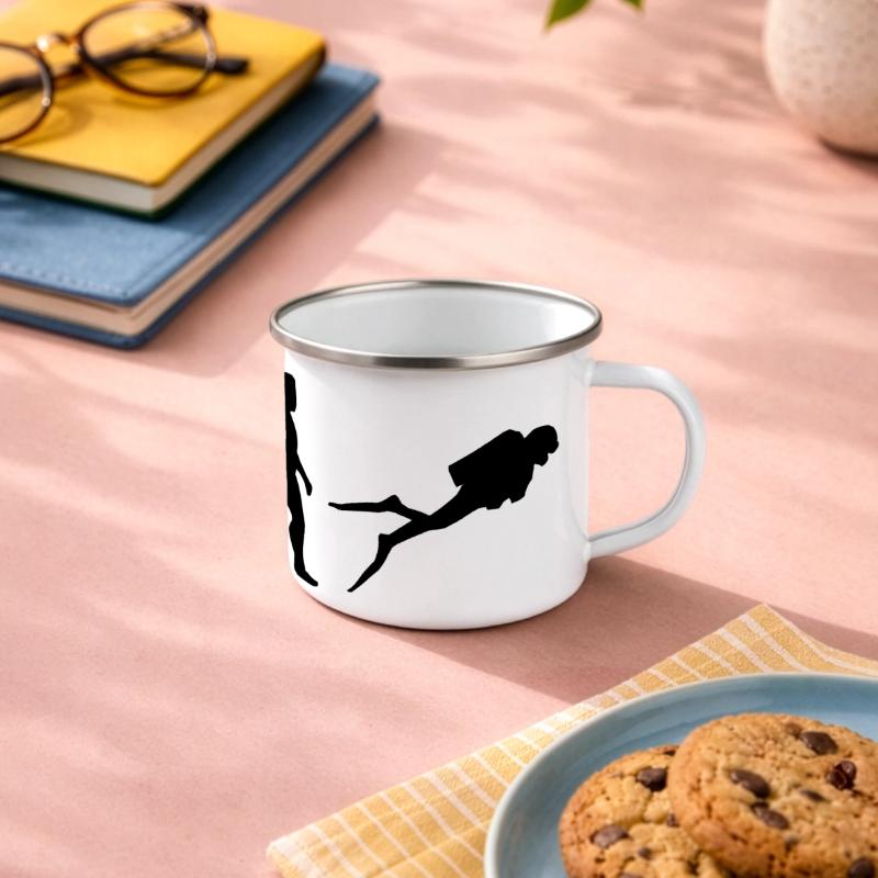 Evolution Tauchen Panorama Emaille-Tasse