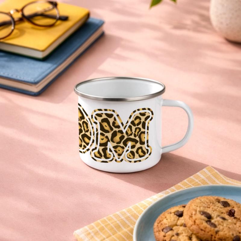MOM Leopard Print Pattern Panoramic Camper Mug