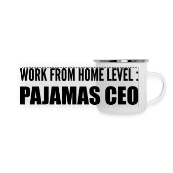 Arbeit von zu Hause aus : CEO für Pyjamas - Panorama Emaille-Tasse - Weiß - Vorne