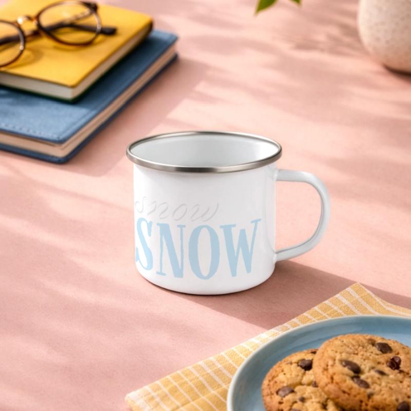Let It Snow Script Bleu Glacé Mug panoramique émaillé