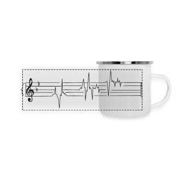 Musique Partitions Notes Battements de cœur Musiciens - Mug panoramique émaillé - blanc - Devant