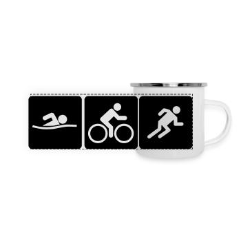 Course de vélo de triathlon - Mug panoramique émaillé - blanc - Devant
