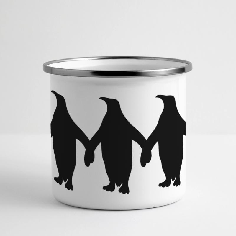 Penguins chain hands holding pattern fun Panoramic Camper Mug