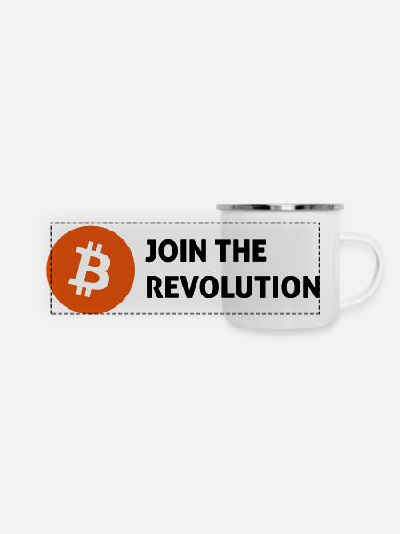 bitcoin - Panorama Emaille-Tasse - Weiß