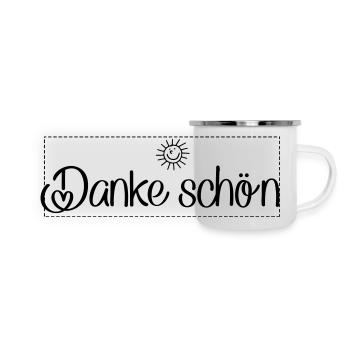Danke schön - Panorama Emaille-Tasse - Weiß - Vorne