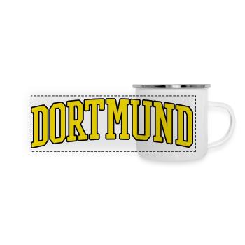 Dortmund Schriftzug Gelb Schwarz - Panorama Emaille-Tasse - Weiß - Vorne