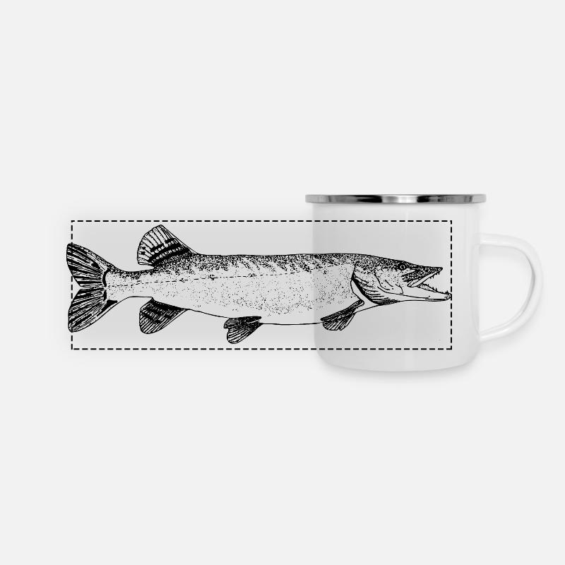 Pike Pike Motif - Mug panoramique émaillé - blanc